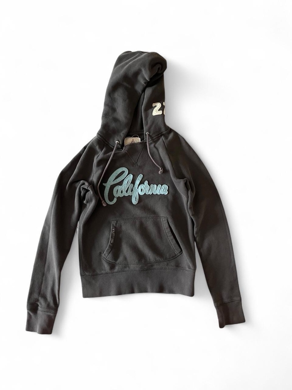 Hollister y2k Hoodie with Pale Blue Script